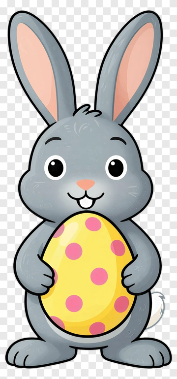 Cartoon Bunny Holding An Easter Egg PNG