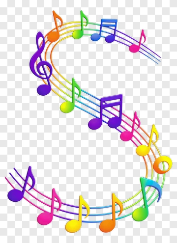 Colorful Musical Notes In A S Shape PNG
