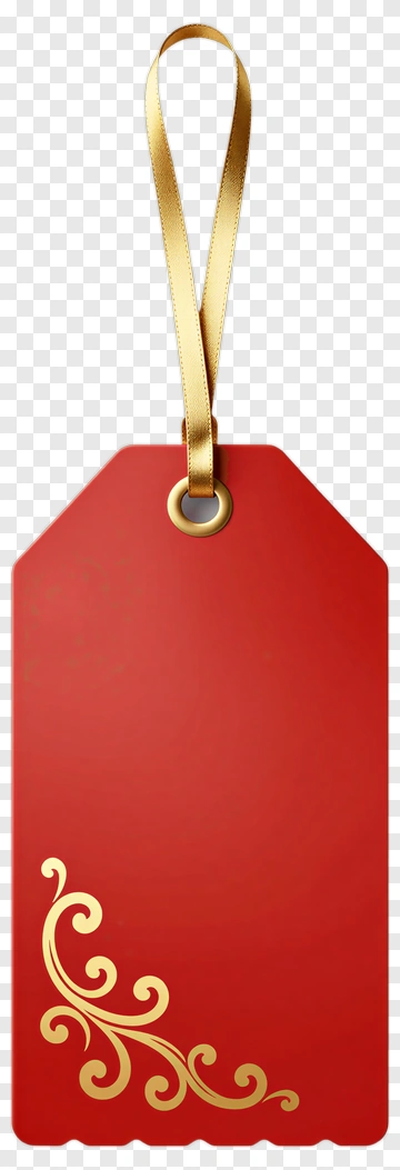 Red Gift Tag With Gold Design PNG