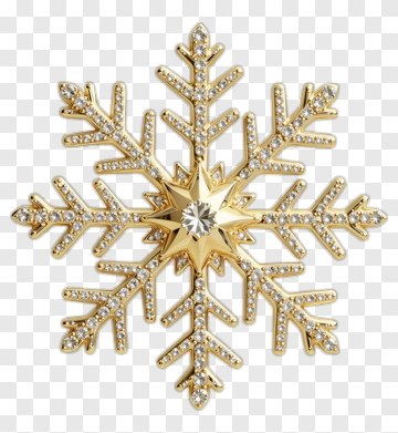 Gold Snowflake Decoration With Diamonds PNG