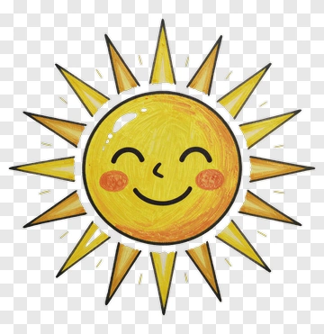 Cartoon Sun With A Happy Face PNG