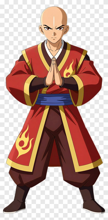 Cartoon Character In Red Robe With Flames PNG