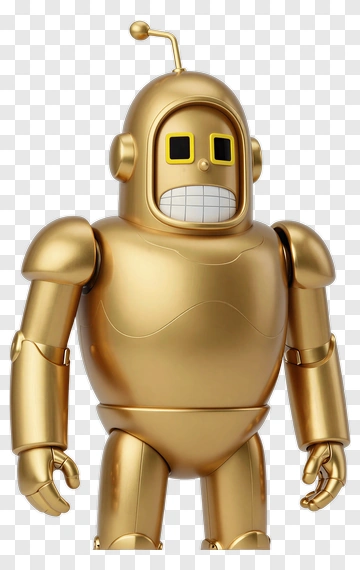 3D Golden Robot Figure PNG