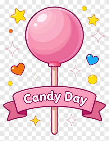 Candy Day Lollipop With Colorful Decorations PNG
