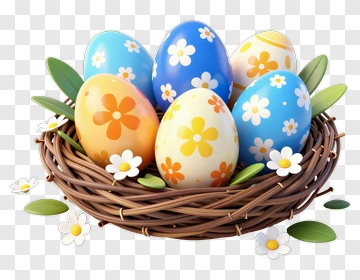 Colorful Easter Eggs In A Nest PNG