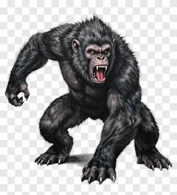Angry Gorilla In A Fierce Stance PNG