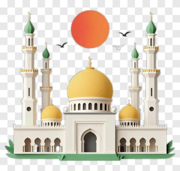 Paper Cut Mosque With Sun And Birds PNG