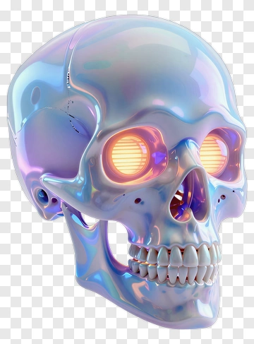 3D Skull With Glowing Eyes PNG
