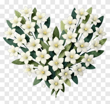 Heart Shaped Bouquet Of White Flowers PNG
