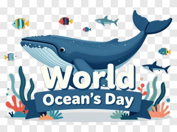 World Ocean's Day Illustration Featuring A Whale PNG
