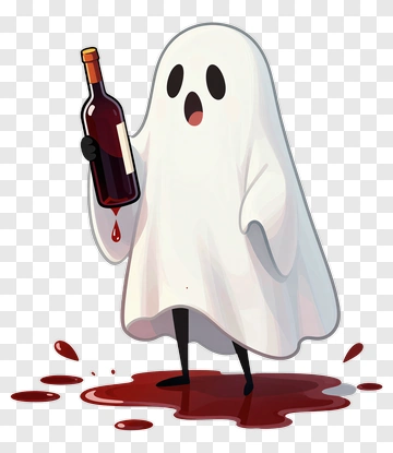 Cartoon Ghost Holding A Bottle Of Red Liquid PNG