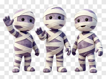 Cartoon Mummies Waving Hello PNG