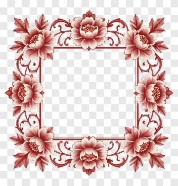 Floral Decorative Frame With Peonies PNG