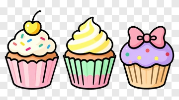 Colorful Cupcakes With Sprinkles And Cherry PNG