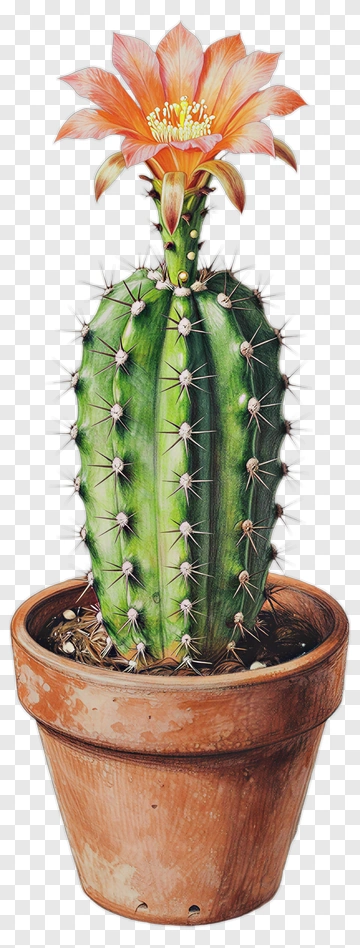 Cactus With Pink Flower In A Pot PNG