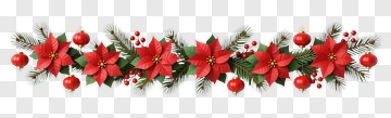 Christmas Poinsettia And Berry Garland PNG