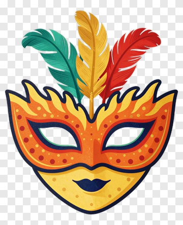 Colorful Carnival Mask With Feathers PNG