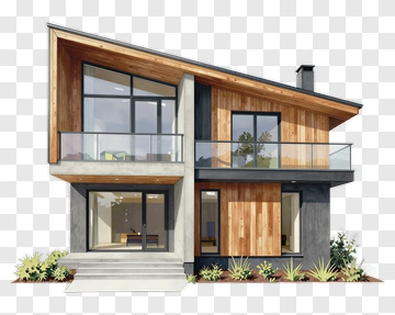 Modern House With Wooden Exterior PNG