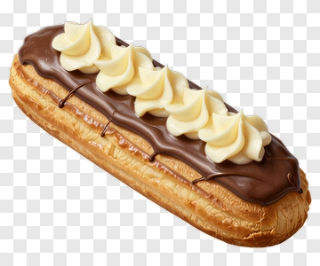 Chocolate Eclair With Cream Filling PNG
