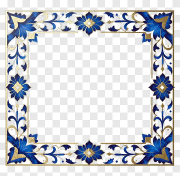 Decorative Blue Floral Frame PNG