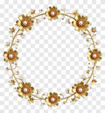 Gold Floral Wreath PNG