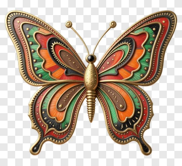 Colorful Butterfly With Intricate Patterns PNG