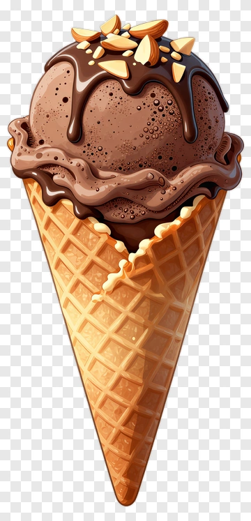 Chocolate Ice Cream Cone With Nuts PNG