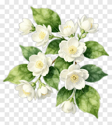 Watercolor Jasmine Flowers PNG