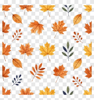 Colorful Autumn Leaves Pattern PNG