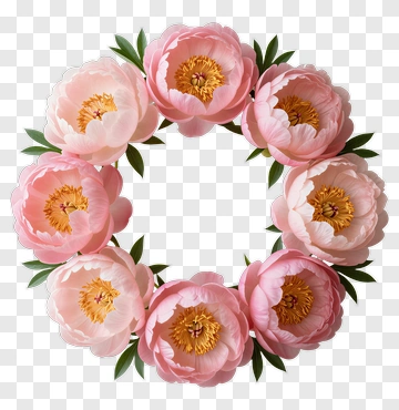 Pink Peony Flower Wreath PNG