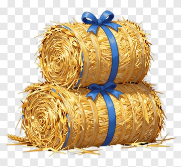 Bales Of Hay With Blue Ribbons PNG