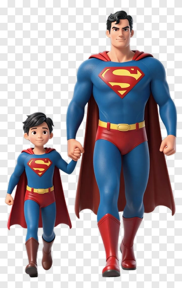 Superman And Son Holding Hands PNG