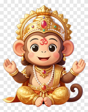 Cartoon Monkey God Sitting In A Decorative Pose PNG