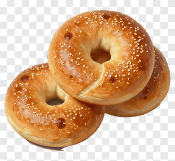 Sesame Bagels Stacked Together PNG
