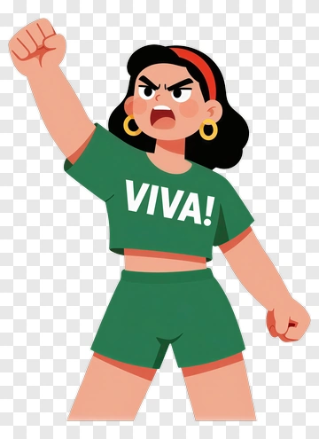 Cartoon Girl Raising Fist With Viva! Shirt PNG