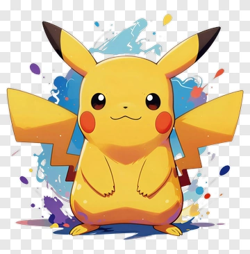 Cartoon Pikachu With Colorful Background PNG