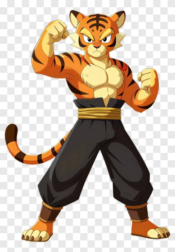 Tiger Character In Martial Arts Stance PNG