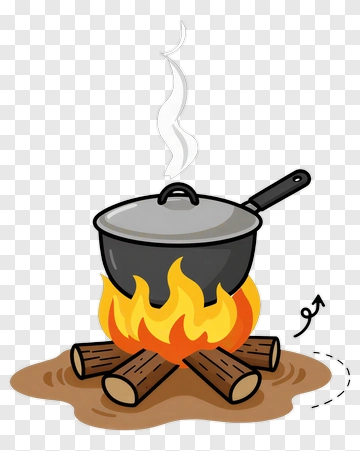 Cooking Pot Over A Campfire PNG