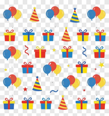 Colorful Party Decorations With Balloons And Gifts PNG