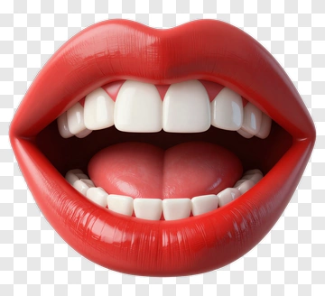 Realistic Mouth With Red Lips And White Teeth PNG