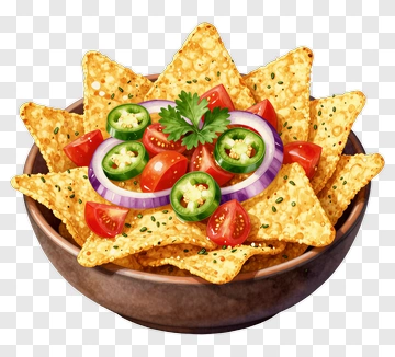 Bowl Of Nachos With Fresh Vegetables PNG