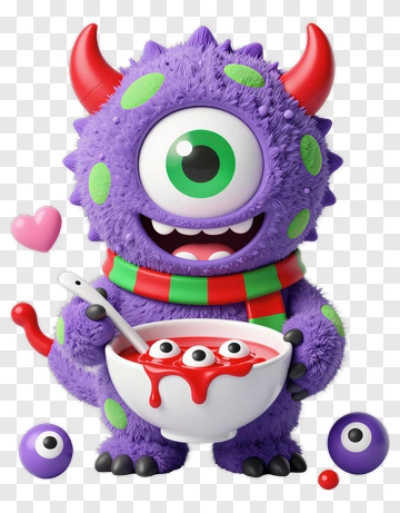Cartoon Monster Holding A Bowl Of Red Liquid PNG