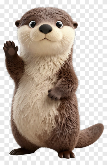 Cartoon Otter Waving PNG