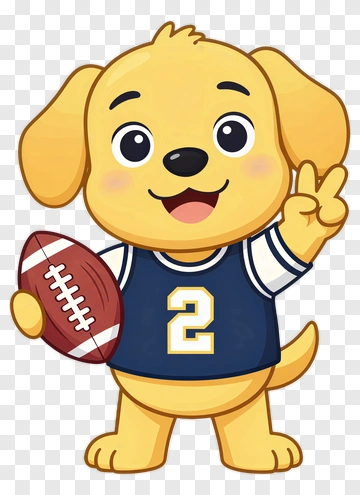 Cartoon Dog Holding A Football PNG
