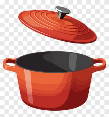 Red Cooking Pot With Lid PNG