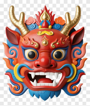 Colorful Dragon Mask PNG