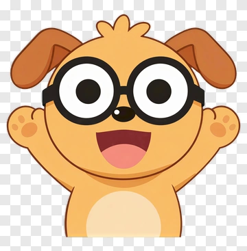 Cartoon Dog Wearing Glasses With Happy Expression PNG