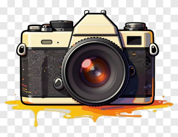 Cartoon Camera With Paint Splash PNG