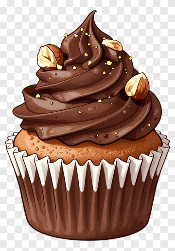 Chocolate Cupcake With Hazelnuts PNG