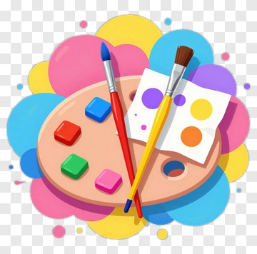 Colorful Artist Palette With Brushes And Paints PNG